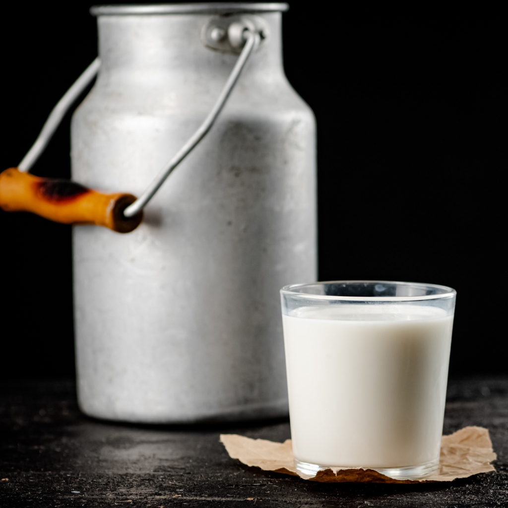 Milk in stainless steel
